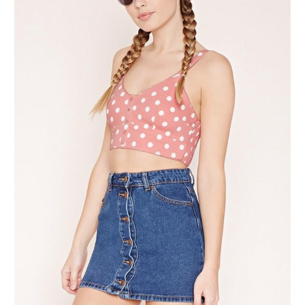 NWT pink polka dot crop top